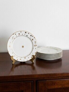 Sakura White and Gold Celestial Salad Plate Only Set Of 8